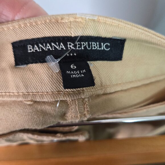 NWT Banana Republic Women's 6 A-line Mini Skirt Neutral Tan Button Front Detail - Picture 3 of 7